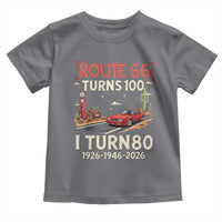 Route Highway 66 Turns 100 I Turn 80 Toddler T Shirt Vintage 1946 Road Sign Classic Muscle Car Lover 80th Birthday Gift