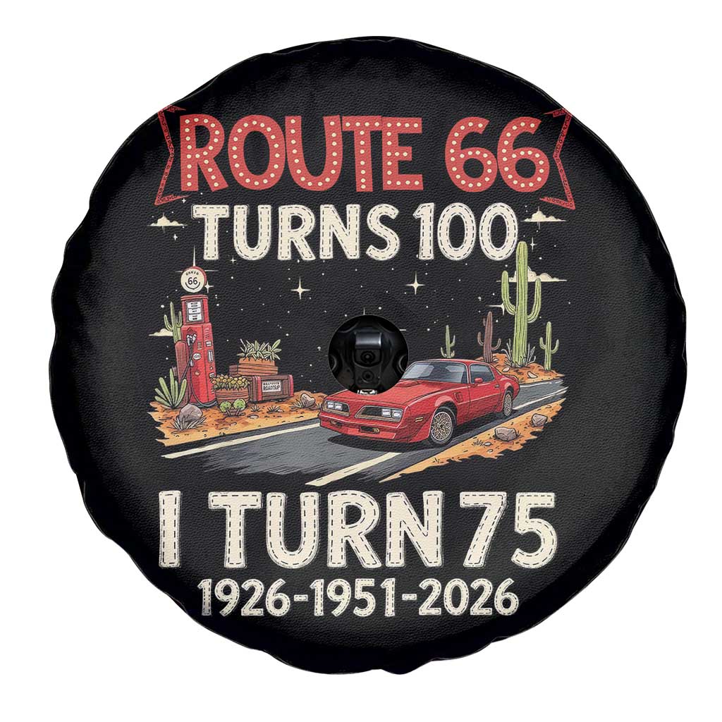 Route Highway 66 Turns 100 I Turn 75 Spare Tire Cover Vintage 1951 Road Sign Classic Muscle Car Lover 75th Birthday Gift