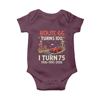 Route Highway 66 Turns 100 I Turn 75 Baby Onesie Vintage 1951 Road Sign Classic Muscle Car Lover 75th Birthday Gift