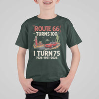 Route Highway 66 Turns 100 I Turn 75 T Shirt For Kid Vintage 1951 Road Sign Classic Muscle Car Lover 75th Birthday Gift