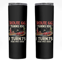 Route Highway 66 Turns 100 I Turn 75 Skinny Tumbler Vintage 1951 Road Sign Classic Muscle Car Lover 75th Birthday Gift