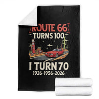 Route Highway 66 Turns 100 I Turn 70 Throw Blanket Vintage 1956 Road Sign Classic Muscle Car Lover 70th Birthday Gift