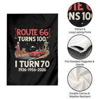 Route Highway 66 Turns 100 I Turn 70 Garden Flag Vintage 1956 Road Sign Classic Muscle Car Lover 70th Birthday Gift
