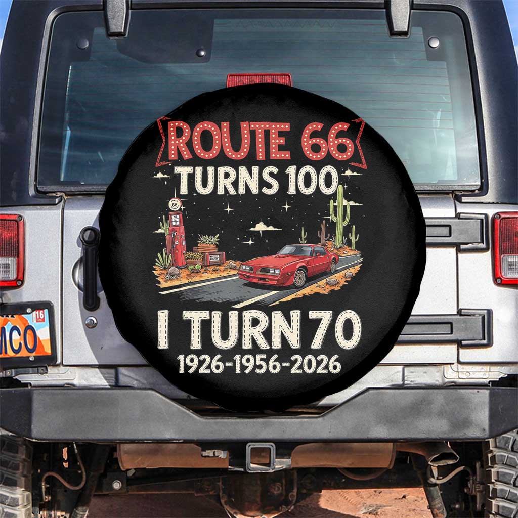 Route Highway 66 Turns 100 I Turn 70 Spare Tire Cover Vintage 1956 Road Sign Classic Muscle Car Lover 70th Birthday Gift