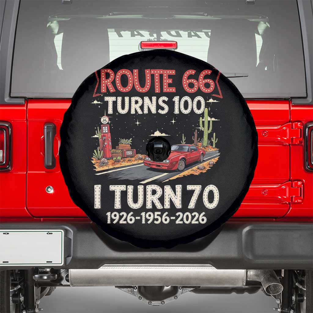 Route Highway 66 Turns 100 I Turn 70 Spare Tire Cover Vintage 1956 Road Sign Classic Muscle Car Lover 70th Birthday Gift