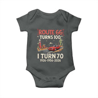 Route Highway 66 Turns 100 I Turn 70 Baby Onesie Vintage 1956 Road Sign Classic Muscle Car Lover 70th Birthday Gift