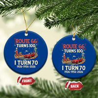 Route Highway 66 Turns 100 I Turn 70 Ceramic Ornament Vintage 1956 Road Sign Classic Muscle Car Lover 70th Birthday Gift