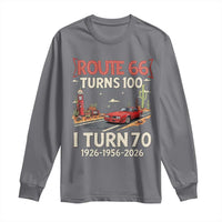 Route Highway 66 Turns 100 I Turn 70 Long Sleeve Shirt Vintage 1956 Road Sign Classic Muscle Car Lover 70th Birthday Gift