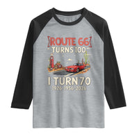 Route Highway 66 Turns 100 I Turn 70 Raglan Shirt Vintage 1956 Road Sign Classic Muscle Car Lover 70th Birthday Gift