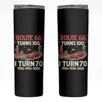 Route Highway 66 Turns 100 I Turn 70 Skinny Tumbler Vintage 1956 Road Sign Classic Muscle Car Lover 70th Birthday Gift