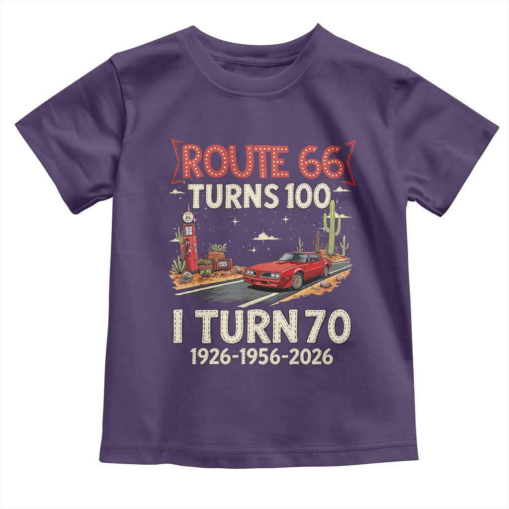 Route Highway 66 Turns 100 I Turn 70 Toddler T Shirt Vintage 1956 Road Sign Classic Muscle Car Lover 70th Birthday Gift