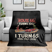Route Highway 66 Turns 100 I Turn 65 Throw Blanket Vintage 1961 Road Sign Classic Muscle Car Lover 65th Birthday Gift