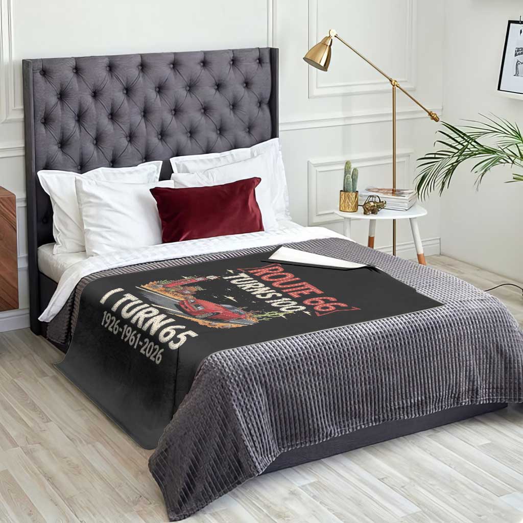 Route Highway 66 Turns 100 I Turn 65 Throw Blanket Vintage 1961 Road Sign Classic Muscle Car Lover 65th Birthday Gift
