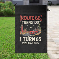 Route Highway 66 Turns 100 I Turn 65 Garden Flag Vintage 1961 Road Sign Classic Muscle Car Lover 65th Birthday Gift