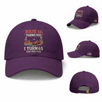 Route Highway 66 Turns 100 I Turn 65 Baseball Cap Vintage 1961 Road Sign Classic Muscle Car Lover 65th Birthday Gift