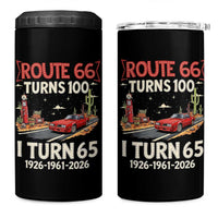Route Highway 66 Turns 100 I Turn 65 4 in 1 Can Cooler Tumbler Vintage 1961 Road Sign Classic Muscle Car Lover 65th Birthday Gift