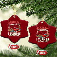 Route Highway 66 Turns 100 I Turn 65 Ceramic Ornament Vintage 1961 Road Sign Classic Muscle Car Lover 65th Birthday Gift