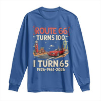Route Highway 66 Turns 100 I Turn 65 Long Sleeve Shirt Vintage 1961 Road Sign Classic Muscle Car Lover 65th Birthday Gift