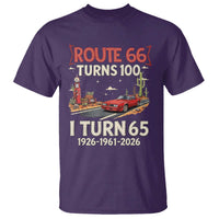 Route Highway 66 Turns 100 I Turn 65 T Shirt Vintage 1961 Road Sign Classic Muscle Car Lover 65th Birthday Gift