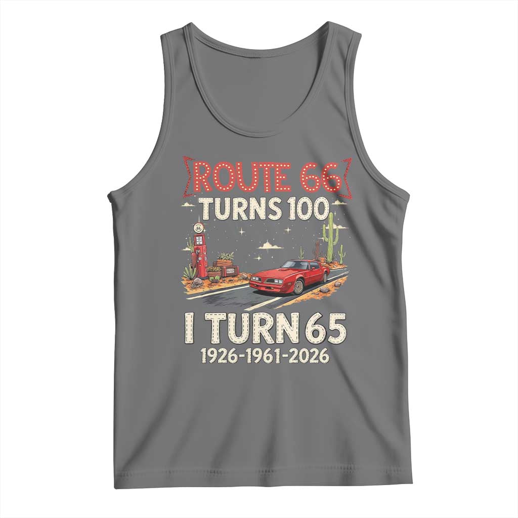 Route Highway 66 Turns 100 I Turn 65 Tank Top Vintage 1961 Road Sign Classic Muscle Car Lover 65th Birthday Gift