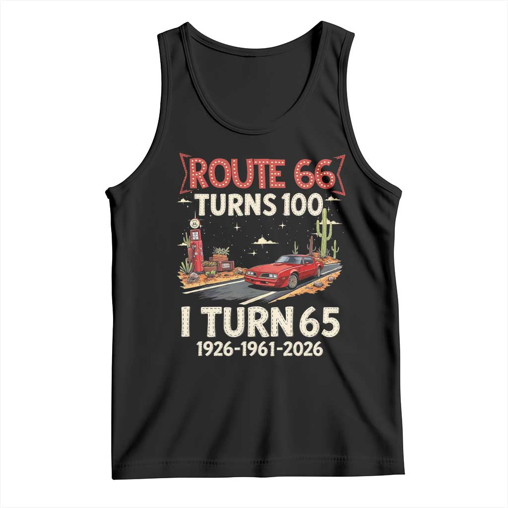 Route Highway 66 Turns 100 I Turn 65 Tank Top Vintage 1961 Road Sign Classic Muscle Car Lover 65th Birthday Gift