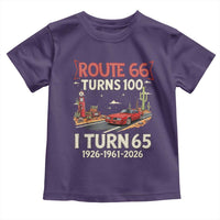 Route Highway 66 Turns 100 I Turn 65 Toddler T Shirt Vintage 1961 Road Sign Classic Muscle Car Lover 65th Birthday Gift