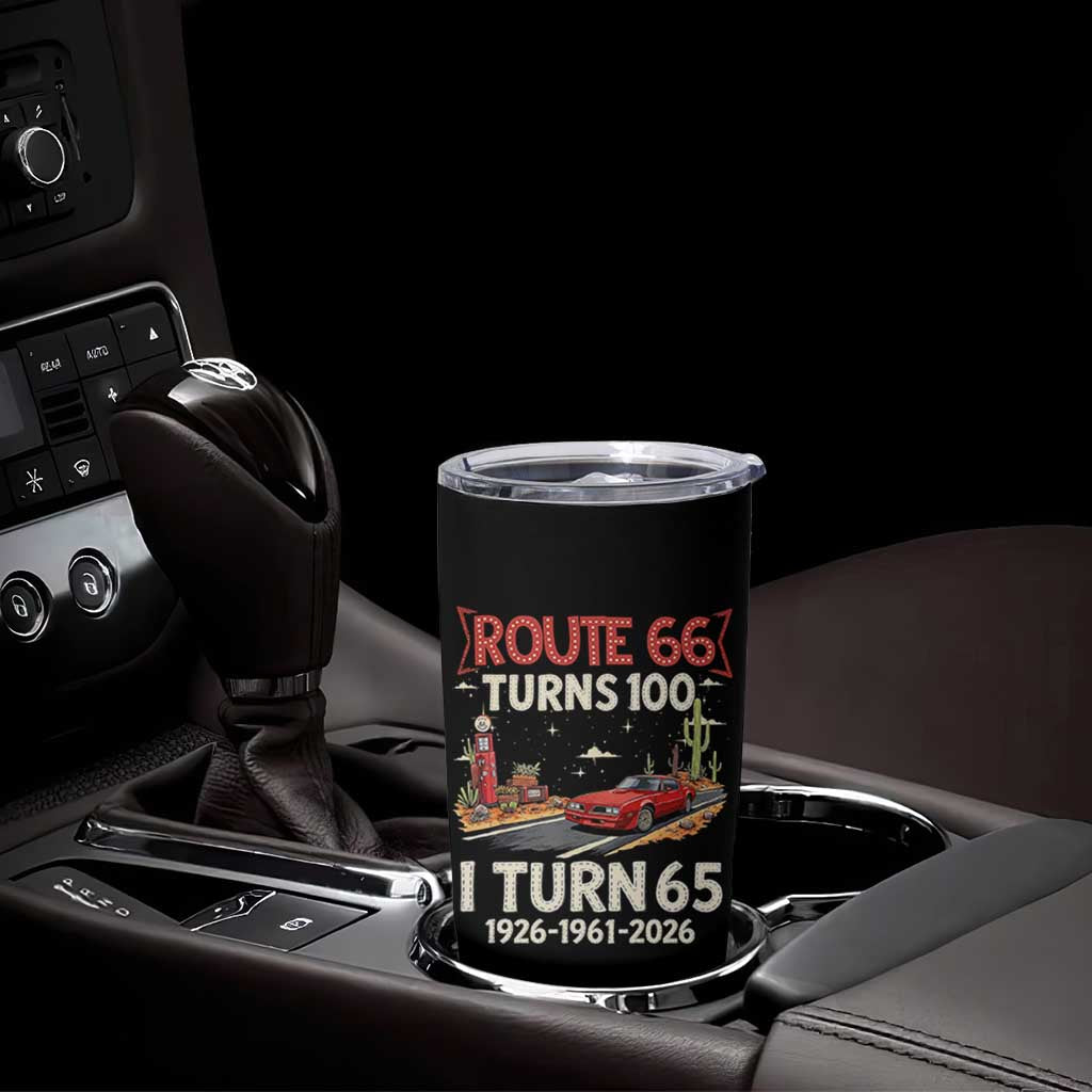 Route Highway 66 Turns 100 I Turn 65 Tumbler Cup Vintage 1961 Road Sign Classic Muscle Car Lover 65th Birthday Gift