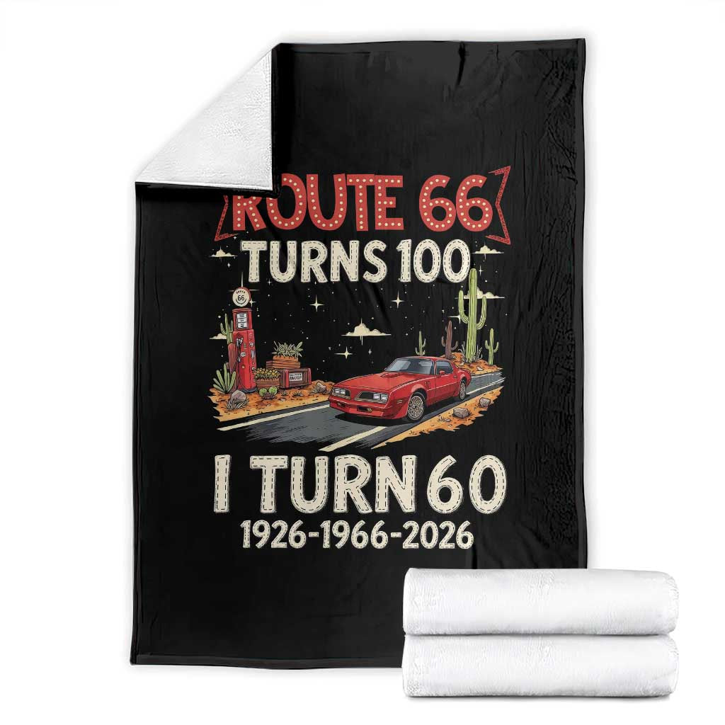 Route Highway 66 Turns 100 I Turn 60 Throw Blanket Vintage 1966 Road Sign Classic Muscle Car Lover 60th Birthday Gift