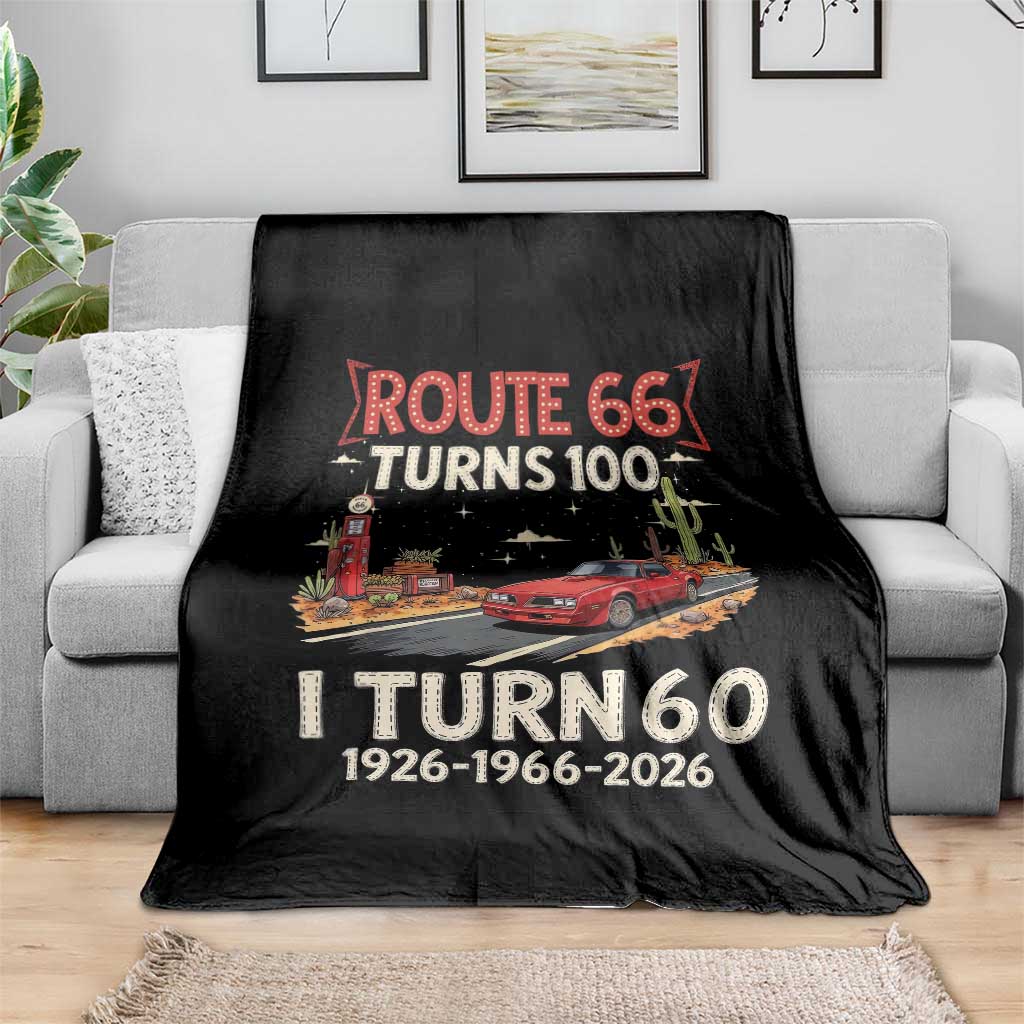 Route Highway 66 Turns 100 I Turn 60 Throw Blanket Vintage 1966 Road Sign Classic Muscle Car Lover 60th Birthday Gift
