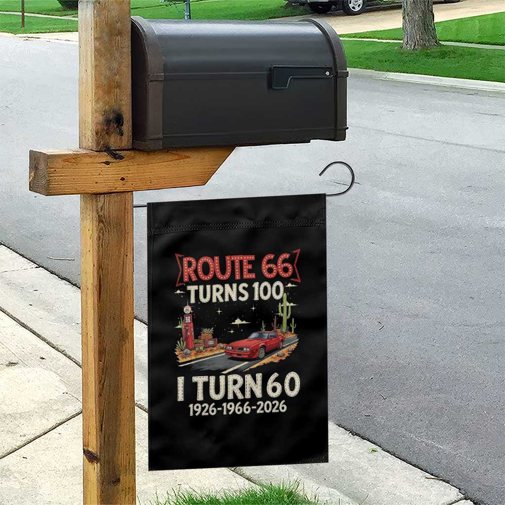 Route Highway 66 Turns 100 I Turn 60 Garden Flag Vintage 1966 Road Sign Classic Muscle Car Lover 60th Birthday Gift