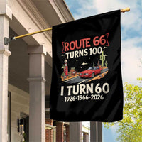 Route Highway 66 Turns 100 I Turn 60 Garden Flag Vintage 1966 Road Sign Classic Muscle Car Lover 60th Birthday Gift