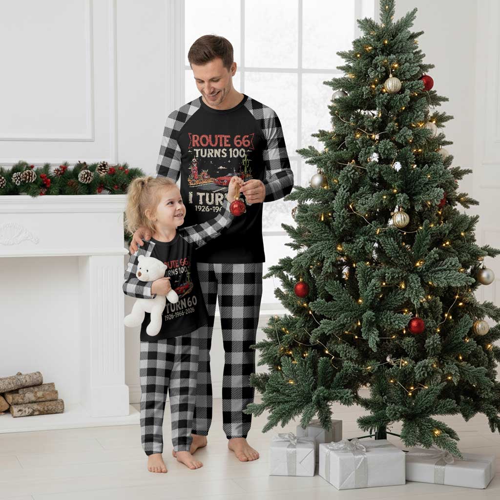 Route Highway 66 Turns 100 I Turn 60 Plaid Pajama Set Vintage 1966 Road Sign Classic Muscle Car Lover 60th Birthday Gift
