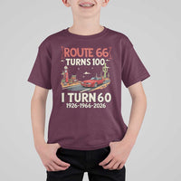 Route Highway 66 Turns 100 I Turn 60 T Shirt For Kid Vintage 1966 Road Sign Classic Muscle Car Lover 60th Birthday Gift