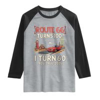 Route Highway 66 Turns 100 I Turn 60 Raglan Shirt Vintage 1966 Road Sign Classic Muscle Car Lover 60th Birthday Gift