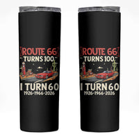 Route Highway 66 Turns 100 I Turn 60 Skinny Tumbler Vintage 1966 Road Sign Classic Muscle Car Lover 60th Birthday Gift