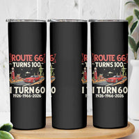 Route Highway 66 Turns 100 I Turn 60 Skinny Tumbler Vintage 1966 Road Sign Classic Muscle Car Lover 60th Birthday Gift