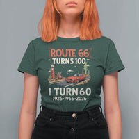 Route Highway 66 Turns 100 I Turn 60 T Shirt For Women Vintage 1966 Road Sign Classic Muscle Car Lover 60th Birthday Gift