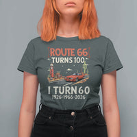 Route Highway 66 Turns 100 I Turn 60 T Shirt For Women Vintage 1966 Road Sign Classic Muscle Car Lover 60th Birthday Gift