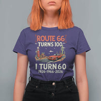 Route Highway 66 Turns 100 I Turn 60 T Shirt For Women Vintage 1966 Road Sign Classic Muscle Car Lover 60th Birthday Gift