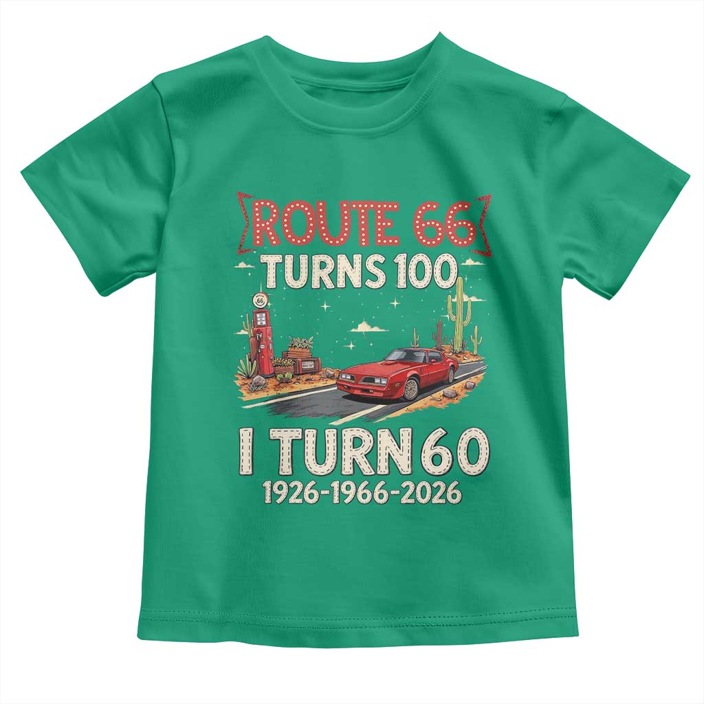 Route Highway 66 Turns 100 I Turn 60 Toddler T Shirt Vintage 1966 Road Sign Classic Muscle Car Lover 60th Birthday Gift