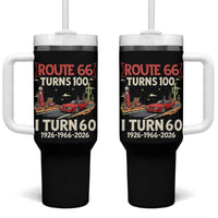Route Highway 66 Turns 100 I Turn 60 Tumbler With Handle Vintage 1966 Road Sign Classic Muscle Car Lover 60th Birthday Gift