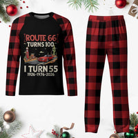 Route Highway 66 Turns 100 I Turn 55 Plaid Pajama Set Vintage 1971 Road Sign Classic Muscle Car Lover 55th Birthday Gift