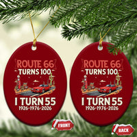 Route Highway 66 Turns 100 I Turn 55 Ceramic Ornament Vintage 1971 Road Sign Classic Muscle Car Lover 55th Birthday Gift