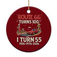 Route Highway 66 Turns 100 I Turn 55 Ceramic Ornament Vintage 1971 Road Sign Classic Muscle Car Lover 55th Birthday Gift