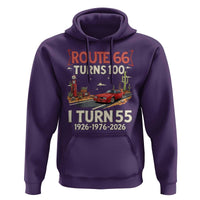Route Highway 66 Turns 100 I Turn 55 Hoodie Vintage 1971 Road Sign Classic Muscle Car Lover 55th Birthday Gift
