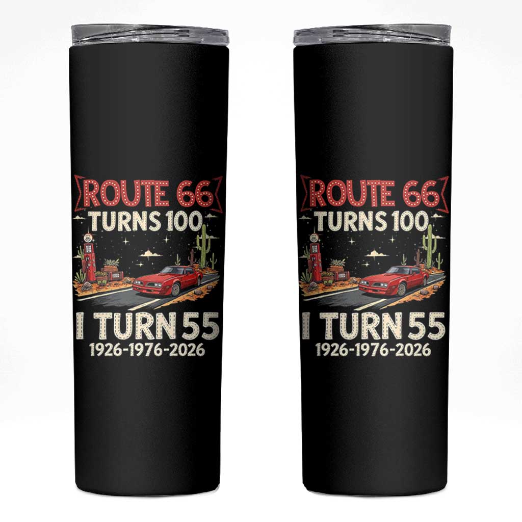 Route Highway 66 Turns 100 I Turn 55 Skinny Tumbler Vintage 1971 Road Sign Classic Muscle Car Lover 55th Birthday Gift