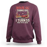 Route Highway 66 Turns 100 I Turn 55 Sweatshirt Vintage 1971 Road Sign Classic Muscle Car Lover 55th Birthday Gift