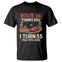Route Highway 66 Turns 100 I Turn 55 T Shirt Vintage 1971 Road Sign Classic Muscle Car Lover 55th Birthday Gift