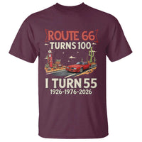 Route Highway 66 Turns 100 I Turn 55 T Shirt Vintage 1971 Road Sign Classic Muscle Car Lover 55th Birthday Gift