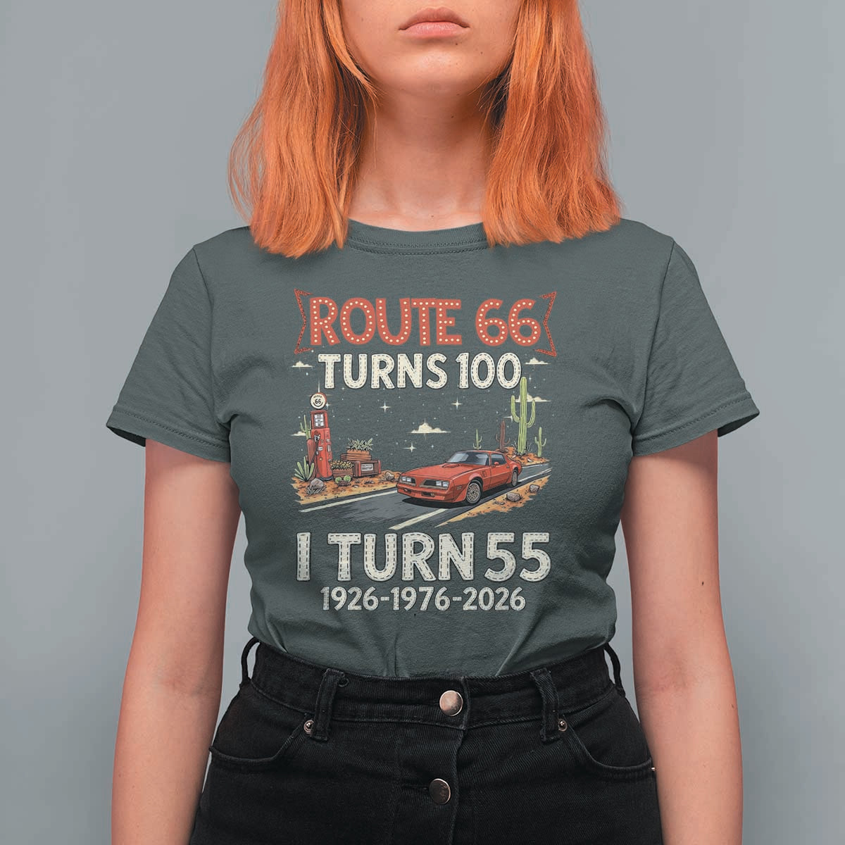 Route Highway 66 Turns 100 I Turn 55 T Shirt For Women Vintage 1971 Road Sign Classic Muscle Car Lover 55th Birthday Gift